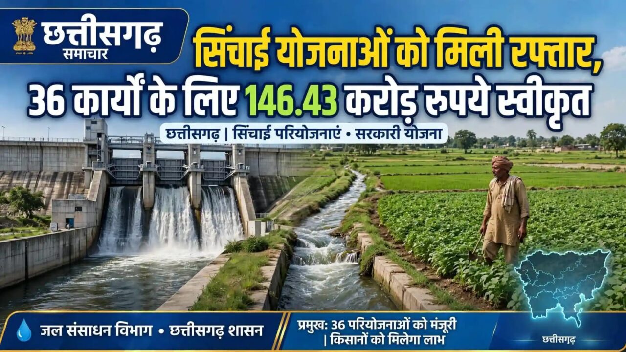 छत्तीसगढ़ में सिंचाई योजनाओं को बड़ी सौगात : 36 कार्यों के लिए 146.43 करोड़ मंजूर; हजारों किसानों को मिलेगा सिंचाई सुविधा का लाभ